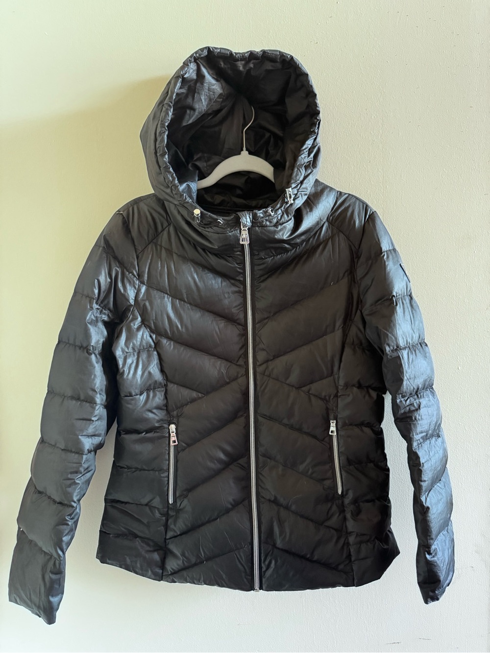 Sam Edelman Black Down Feather Hooded Puffer Jacket Women's Large